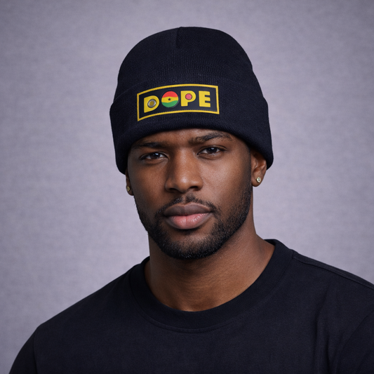 DOPE Ghana Beanie-Black & Yellow Patch