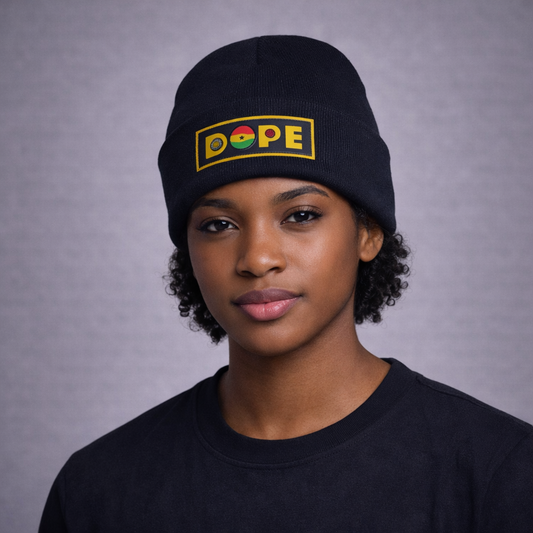 DOPE Ghana Beanie-Black & Yellow Patch