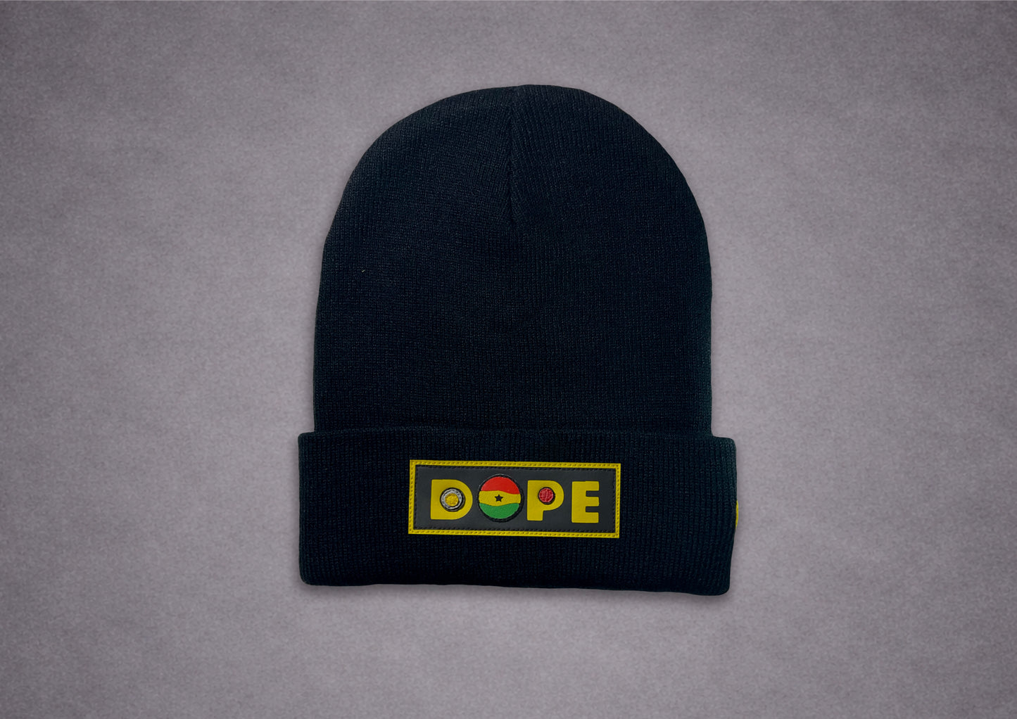 DOPE Ghana Beanie-Black & Yellow Patch